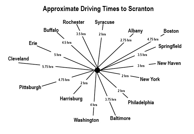 map to scranton